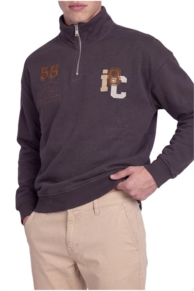 Club Company Nakışlı Yarım Fermuarlı Sweatshirt