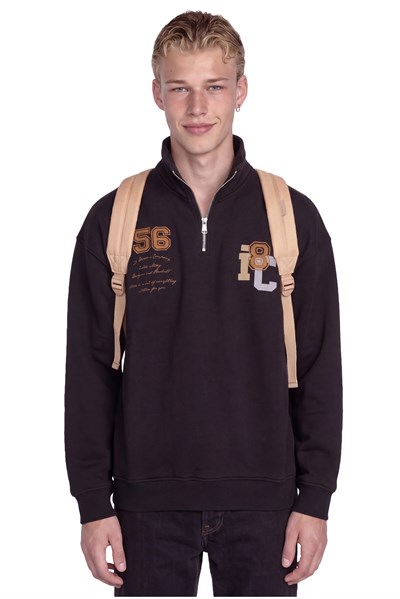 Club Company Nakışlı Yarım Fermuarlı Sweatshirt