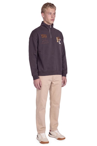 Club Company Nakışlı Yarım Fermuarlı Sweatshirt