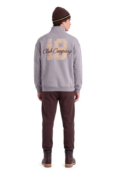 Club Company Nakışlı Yarım Fermuarlı Sweatshirt
