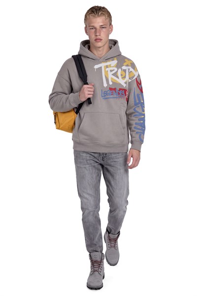 Grafiti Baskılı Kapüşonlu Sweatshirt