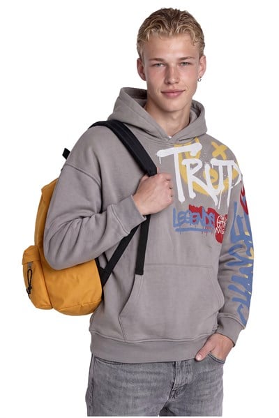 Grafiti Baskılı Kapüşonlu Sweatshirt