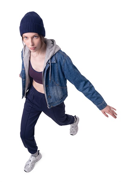 Kapüşonlu Crop Denim Ceket