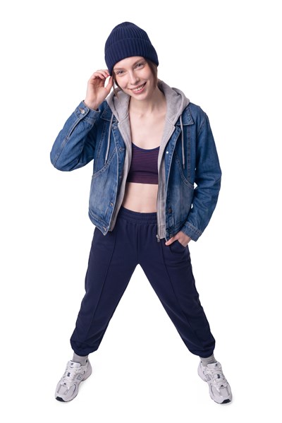 Kapüşonlu Crop Denim Ceket