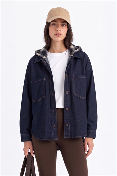 Kapüşonlu Denim Overshirt