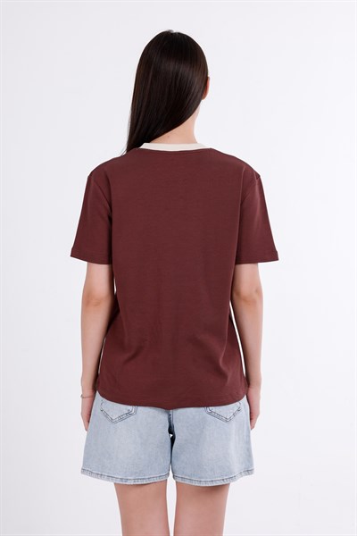 Kontrast Yaka Basic T-Shirt