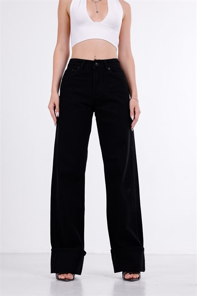 Paça Katlı Wide Leg Jean