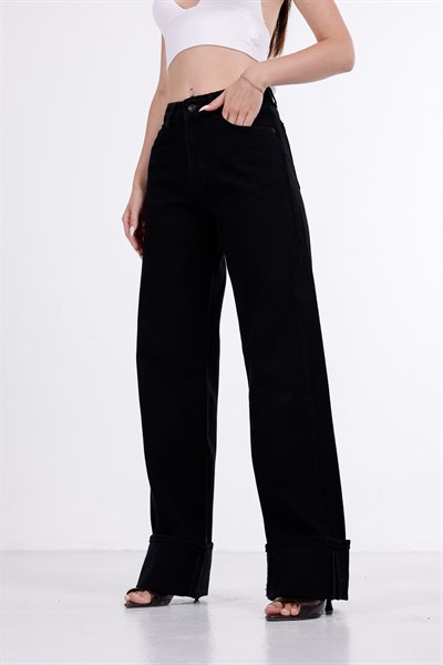 Paça Katlı Wide Leg Jean