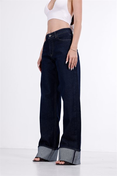 Paça Katlı Wide Leg Jean