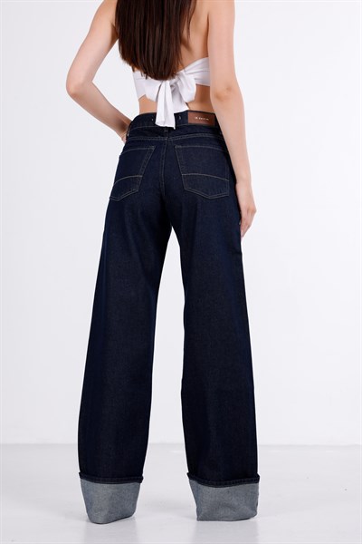Paça Katlı Wide Leg Jean