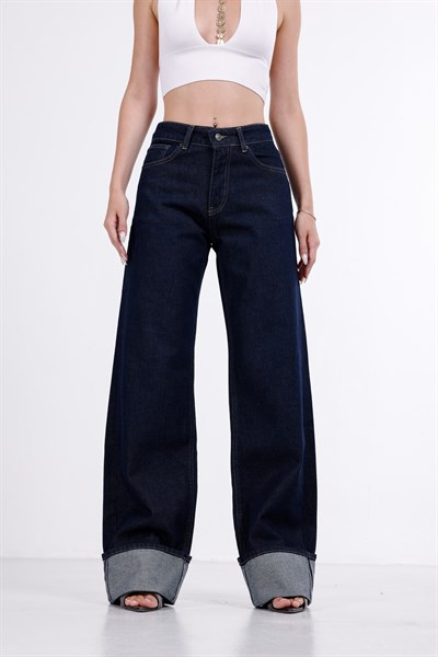 Paça Katlı Wide Leg Jean