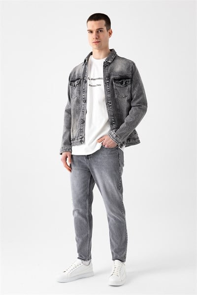 Paça Yıpratmalı Tapered Jean