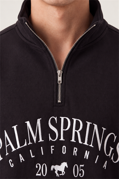 Palm Springs Baskılı Yarım Fermuarlı Sweatshirt