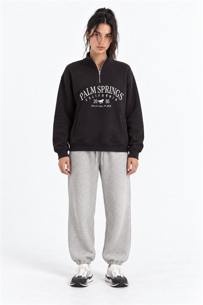 Palm Springs Baskılı Yarım Fermuarlı Sweatshirt