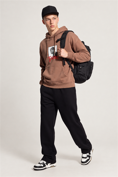 Portre Baskılı Oversize Kapüşonlu Sweatshirt