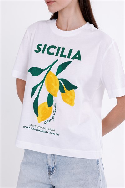 Sicilia Baskılı Nakışlı T-Shirt