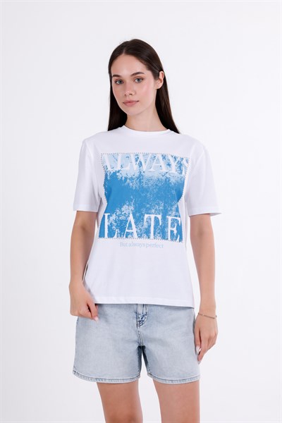 Taşlı Baskılı T-Shirt