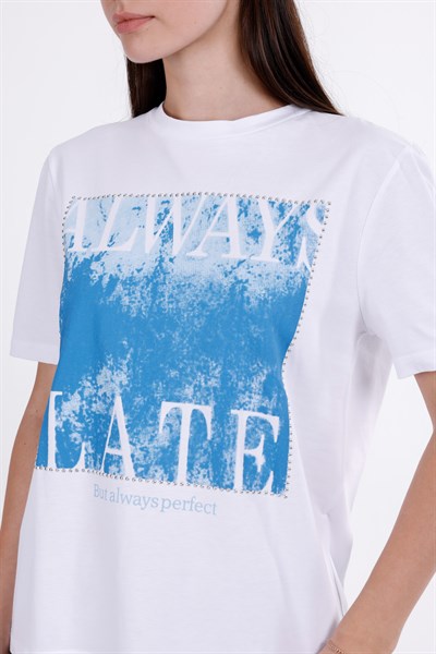 Taşlı Baskılı T-Shirt
