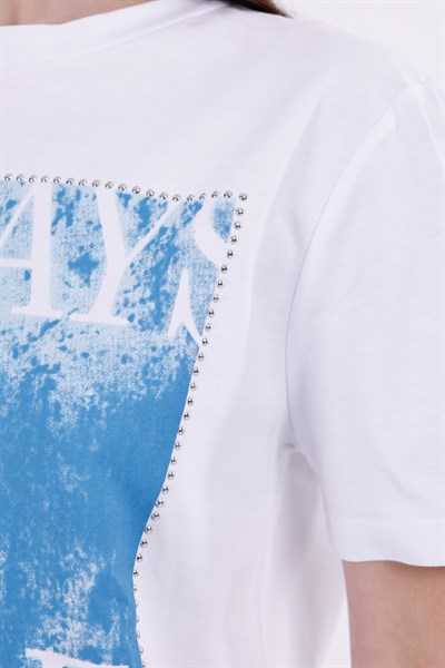 Taşlı Baskılı T-Shirt