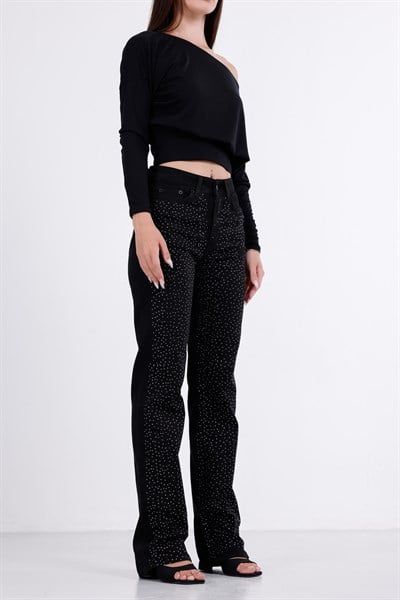 Taşlı Straight Jean