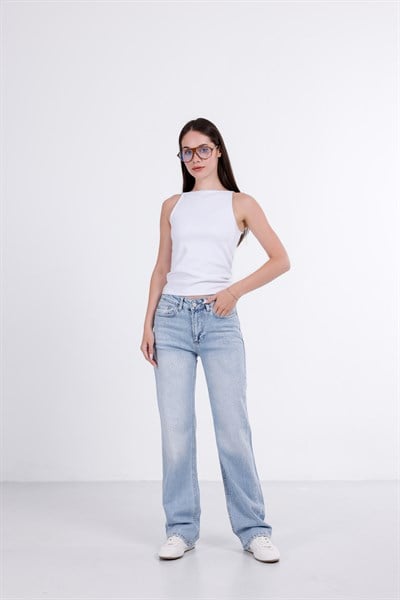 Taşlı Straight Jean