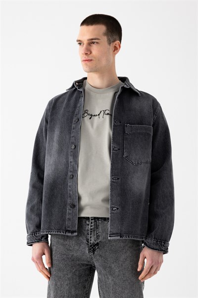 Tek Cep Denim Dış Gömlek