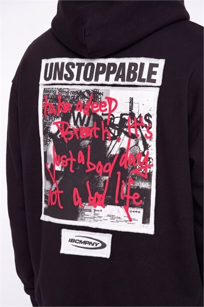 Unstoppable Yamalı Oversize Kapüşonlu Sweatshirt