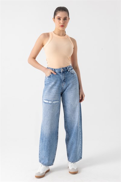 Yırtık Barrel Jean