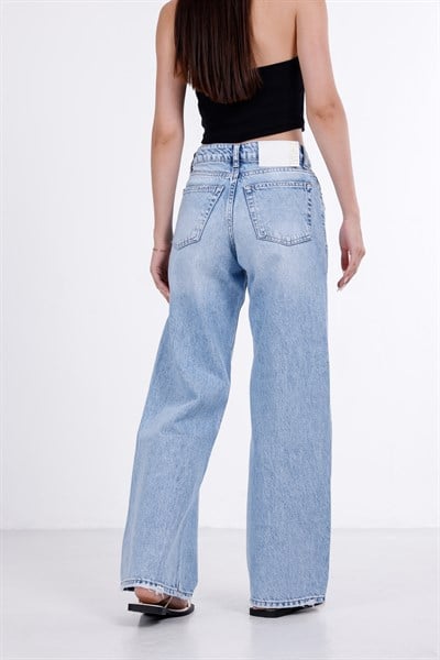 Yırtık Detaylı Wide Leg Jean
