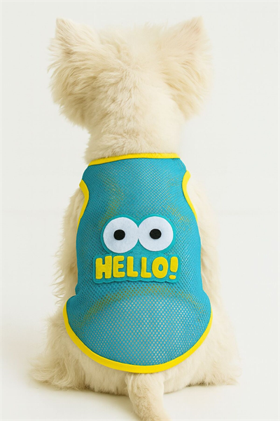 Blue Hello Atlet Kedi Ve Köpek Atleti Köpek Kiyafeti (1 -10 kg)