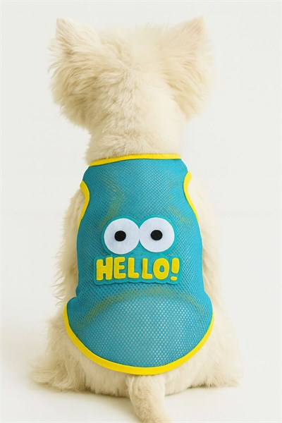 Blue Hello Atlet Kedi Ve Köpek Atleti Köpek Kiyafeti (1 -10 kg)