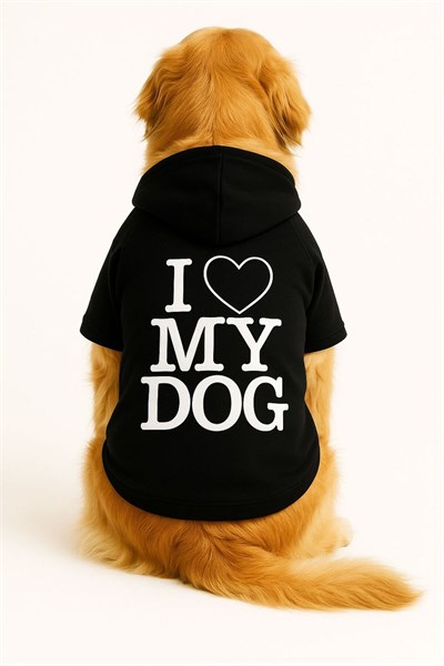 Büyük Irk Black Love My Dog Köpek Kıyafeti Köpek Sweeati (11-45KG)