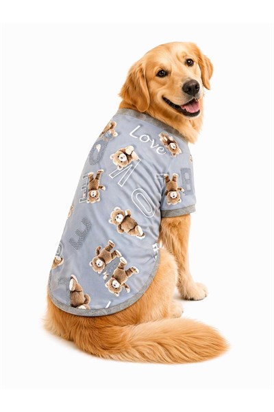 Büyük Irk Gray Love Yazlık Köpek T-Shirt Köpek Kıyafeti (11-45KG)