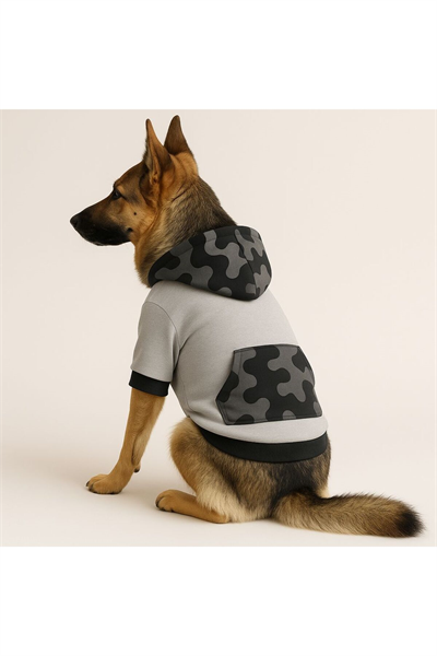 Büyük Irk Gray Soldier Köpek Sweati Köpek Kıyafeti (11-45kg)