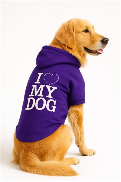 Büyük Irk Mor Love My Dog Köpek Kıyafeti Köpek Sweati (11-45KG)