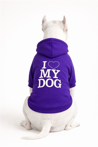 Büyük Irk Mor Love My Dog Köpek Kıyafeti Köpek Sweati (11-45KG)