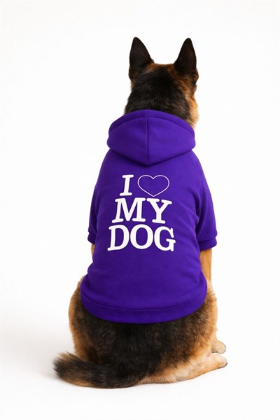 Büyük Irk Mor Love My Dog Köpek Kıyafeti Köpek Sweati (11-45KG)