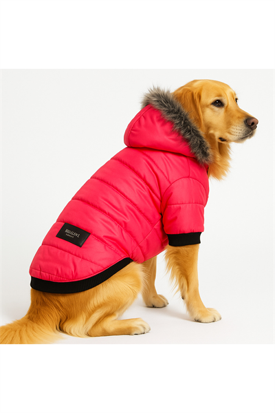 Büyük Irk Neon Pink Puf Köpek Montu Köpek Yağmurluğu
