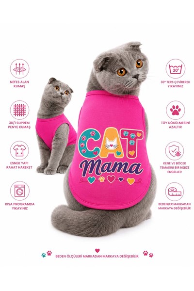Cat Mama Kedi Kıyafeti Kedi Atleti - MEDIUM BEDEN (1,5-3,5 KG KEDİ İÇİN)