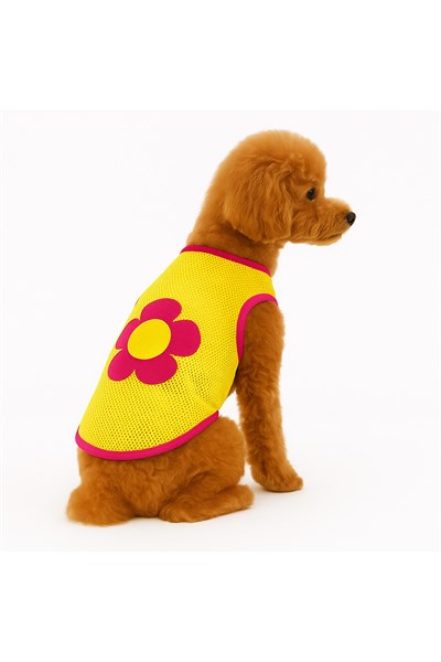 Dogi&Dog Küçük Irk Sarı Çiçekli File Kedi Köpek Atleti (0,5-10KG )