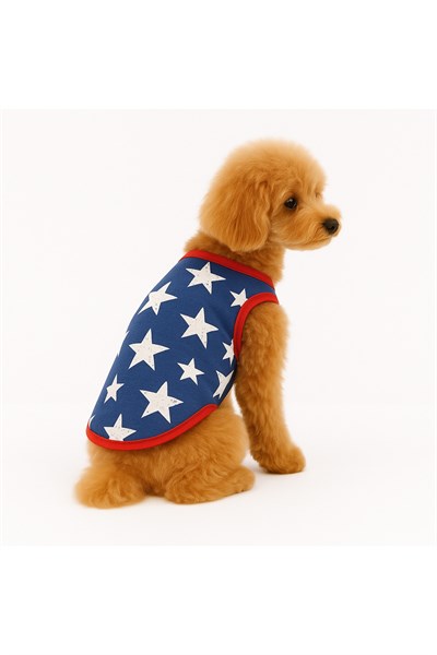 Dogi&Dog Red Blue Star Kedi Köpek Atleti (1-10kg)