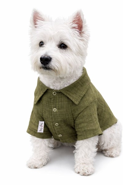 Küçük Irk %100 Pamuk Müslin Haki Köpek Gömleği Köpek Kıyafeti (1-10KG)