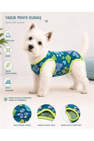Küçük Irk Blue Neon Pati Atlet Köpek Kıyafeti Köpek Atleti Kedi Kıyafeti (1-10KG)