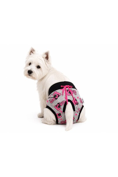 Küçük Irk Gri Neon Love Regli Çamaşırı Köpek Kıyafeti (1-10KG)