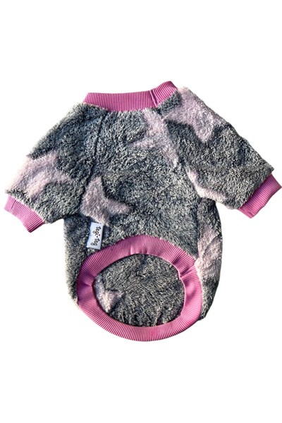 Küçük Irk Gri Polar Pink Star Kedi Köpek Sweati Köpek Kıyafeti (1-10kg)