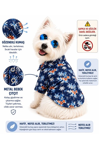 Küçük Irk Hawaii Köpek Gömleği Köpek Kıyafeti Kedi Kıyafeti (1-10KG)