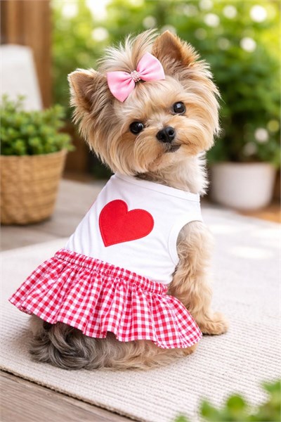 Küçük Irk Kırmızı Pitikare Köpek Elbisesi Köpek Kıyafeti (1-10KG)