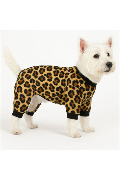 Küçük Irk Leopar Detaylı Kışlık Köpek Tulumu Köpek Kıyafeti (1-10KG)