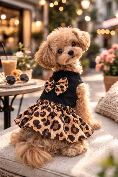Küçük Irk Love Leopar Köpek Elbisesi Köpek Kıyafeti (1-10KG)