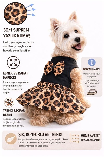 Küçük Irk Love Leopar Köpek Elbisesi Köpek Kıyafeti (1-10KG)